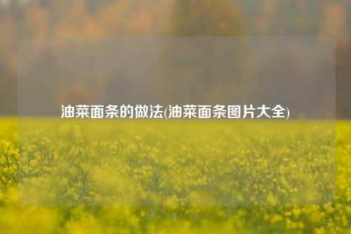 油菜面条的做法(油菜面条图片大全)